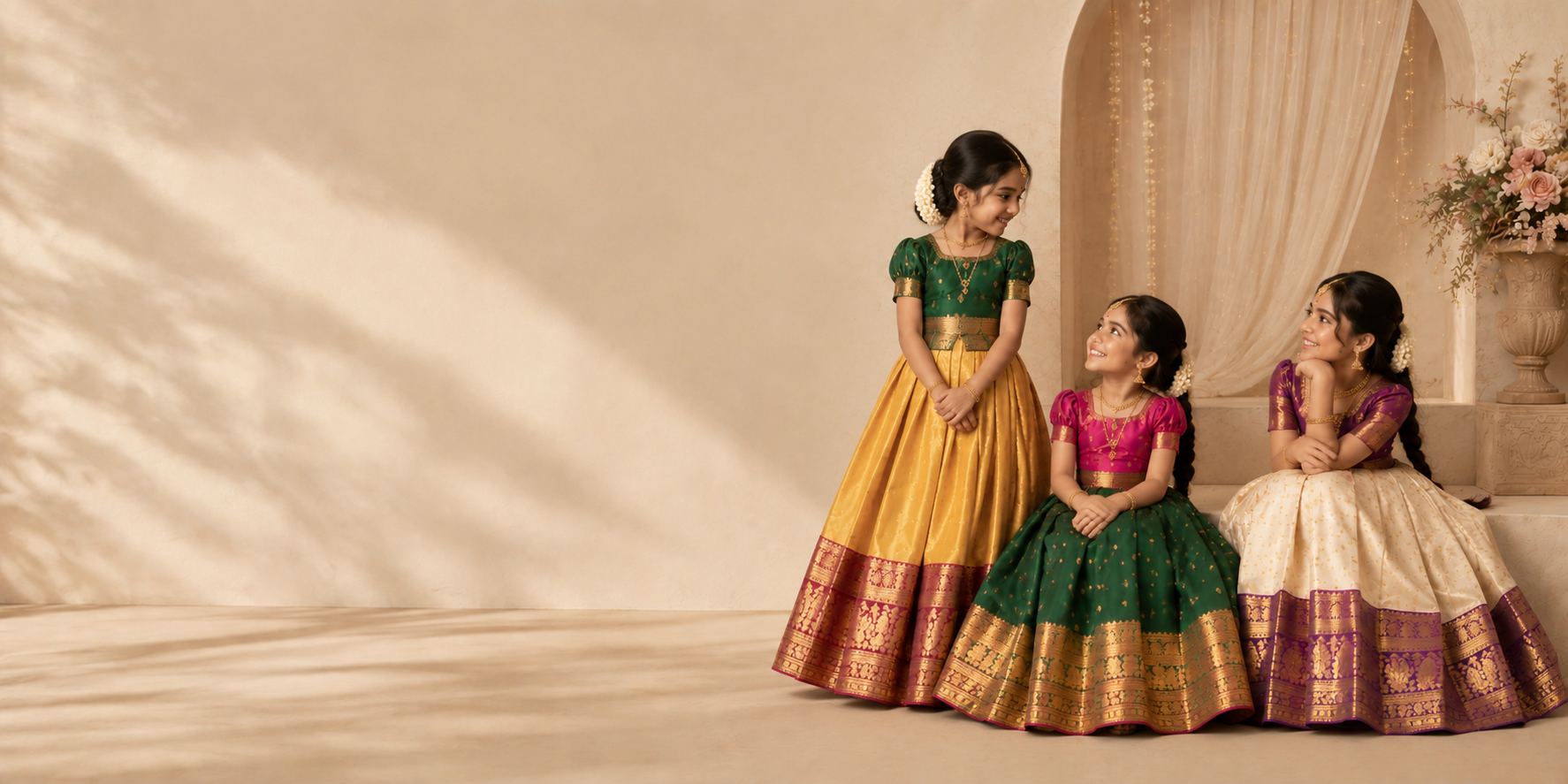 Kids Jacquard Art Silk Pattu Pavadai